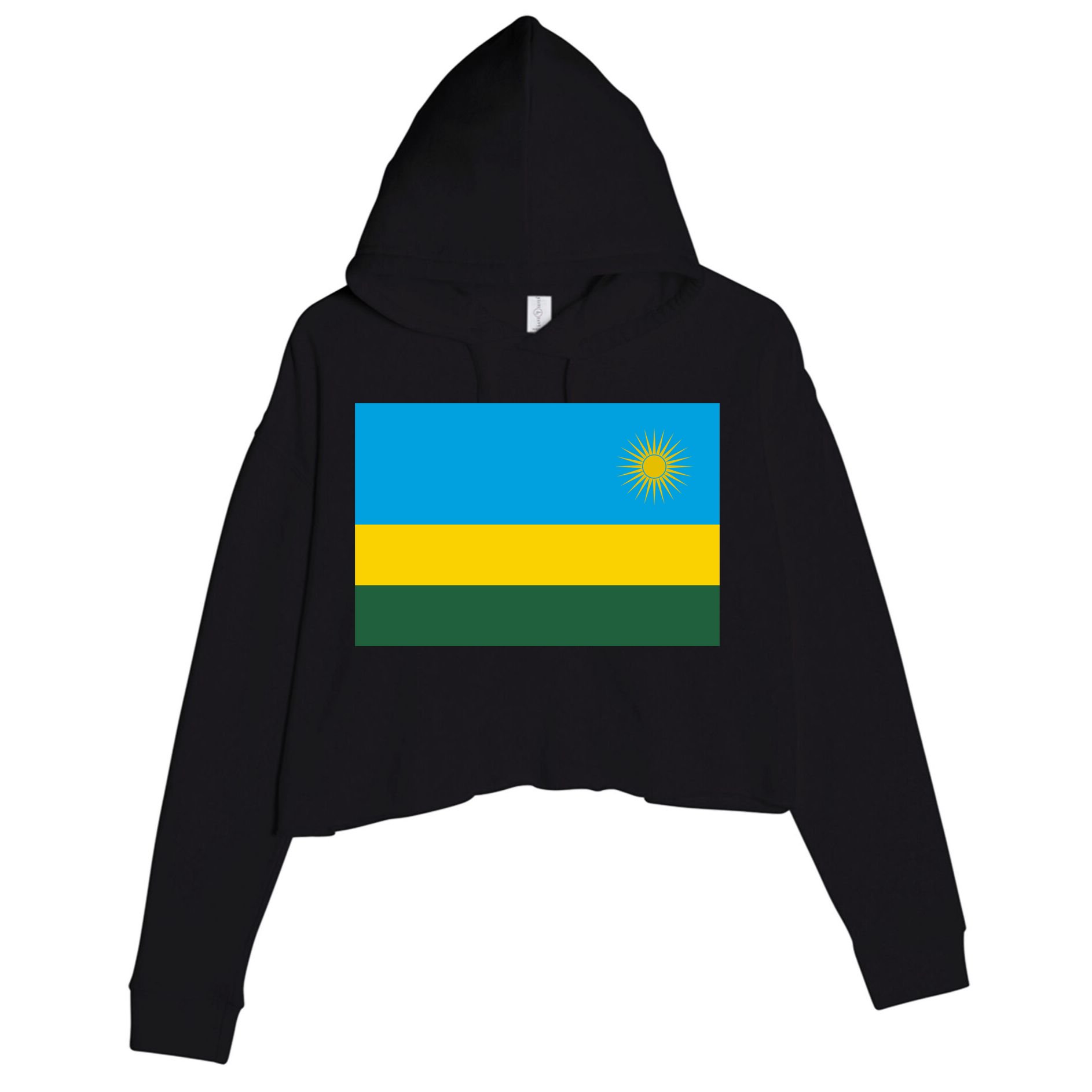 Rwanda Flag Crop Fleece Hoodie