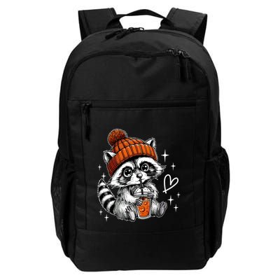 Retro Fall Racoon Coffee Feral Racoon Pumpkin Autumn Y Gift Daily Commute Backpack