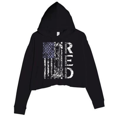 RED Friday Remember Everyone Deployed Retro US Army Military Crop Fleece Hoodie