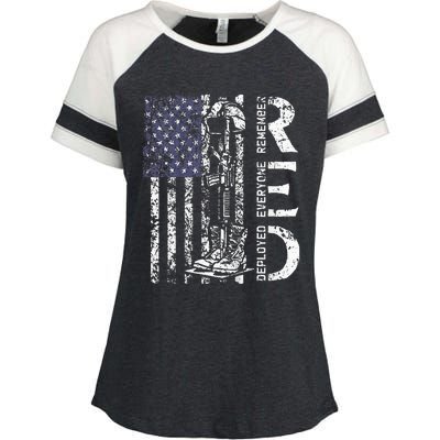 RED Friday Remember Everyone Deployed Retro US Army Military Enza Ladies Jersey Colorblock Tee