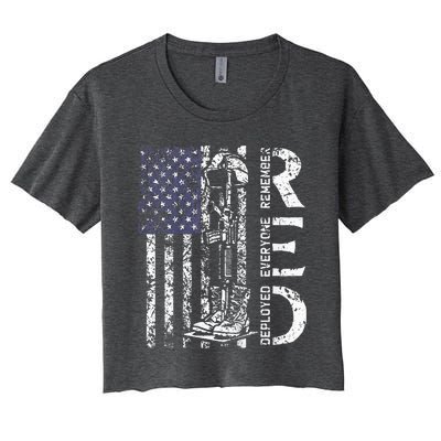 RED Friday Remember Everyone Deployed Retro US Army Military Women's Crop Top Tee