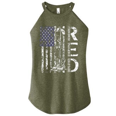 RED Friday Remember Everyone Deployed Retro US Army Military Women’s Perfect Tri Rocker Tank