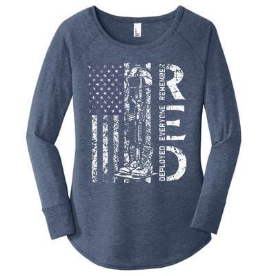 RED Friday Remember Everyone Deployed Retro US Army Military Women's Perfect Tri Tunic Long Sleeve Shirt