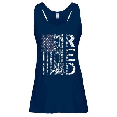 RED Friday Remember Everyone Deployed Retro US Army Military Ladies Essential Flowy Tank