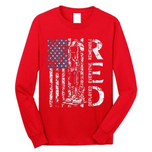 RED Friday Remember Everyone Deployed Retro US Army Military Long Sleeve Shirt