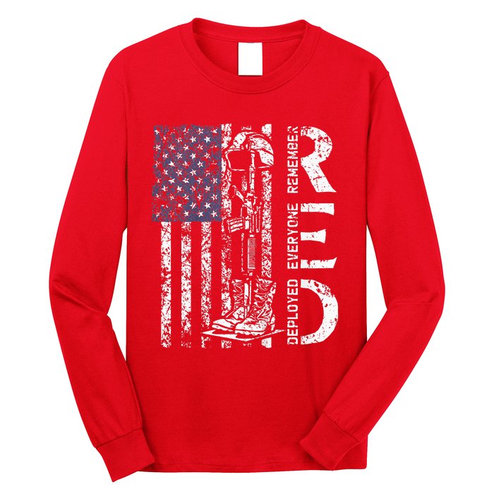 RED Friday Remember Everyone Deployed Retro US Army Military Long Sleeve Shirt