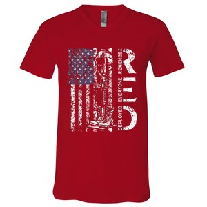 RED Friday Remember Everyone Deployed Retro US Army Military V-Neck T-Shirt