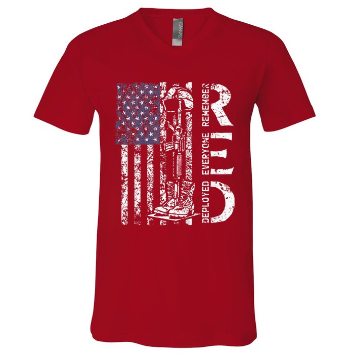 RED Friday Remember Everyone Deployed Retro US Army Military V-Neck T-Shirt