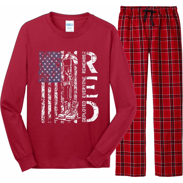 RED Friday Remember Everyone Deployed Retro US Army Military Long Sleeve Pajama Set