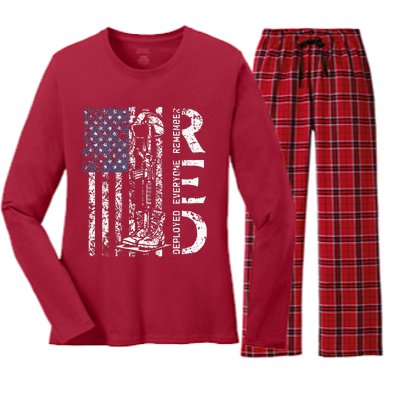 RED Friday Remember Everyone Deployed Retro US Army Military Women's Long Sleeve Flannel Pajama Set 