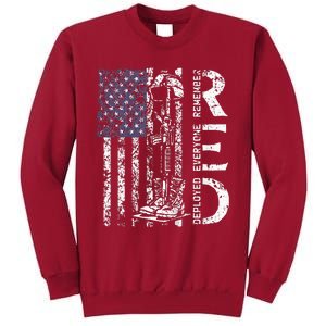 RED Friday Remember Everyone Deployed Retro US Army Military Tall Sweatshirt