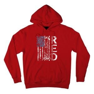 RED Friday Remember Everyone Deployed Retro US Army Military Tall Hoodie