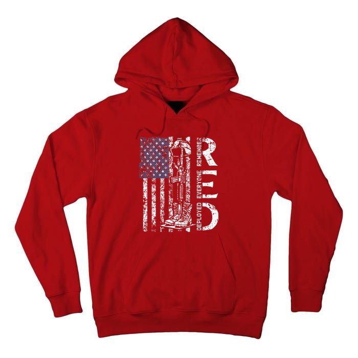 RED Friday Remember Everyone Deployed Retro US Army Military Tall Hoodie