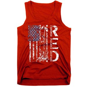 RED Friday Remember Everyone Deployed Retro US Army Military Tank Top