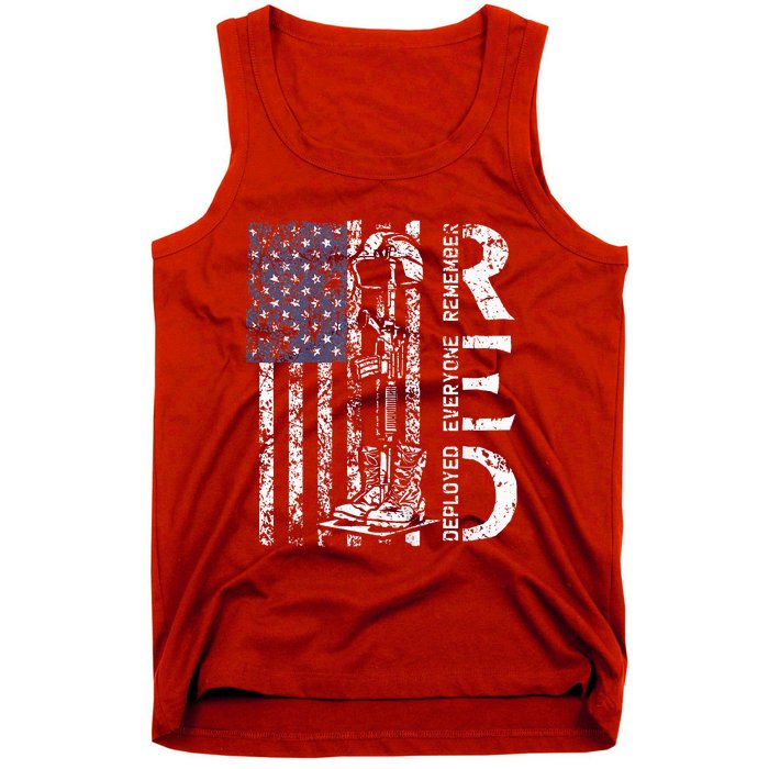 RED Friday Remember Everyone Deployed Retro US Army Military Tank Top