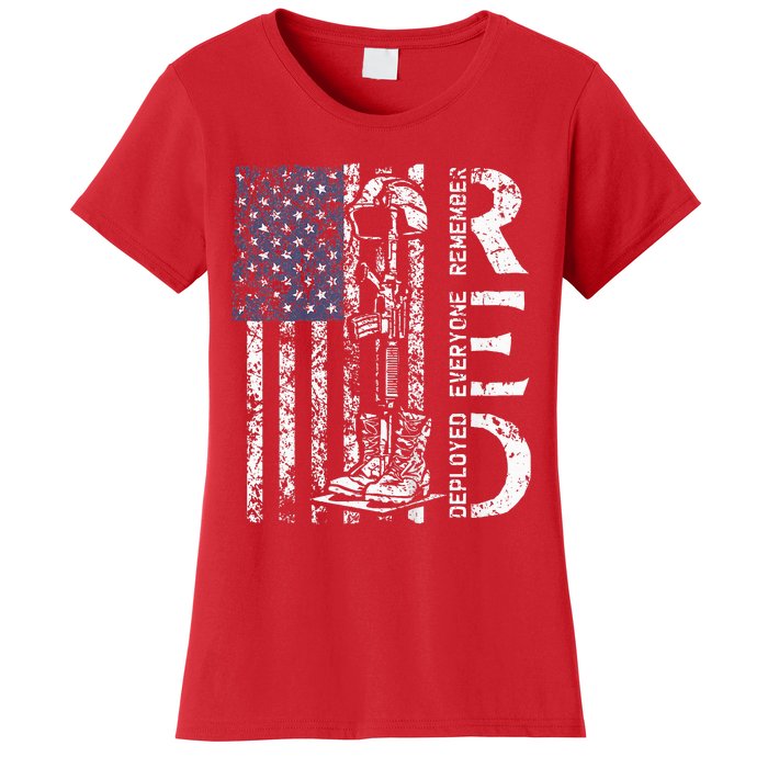 RED Friday Remember Everyone Deployed Retro US Army Military Women's T-Shirt