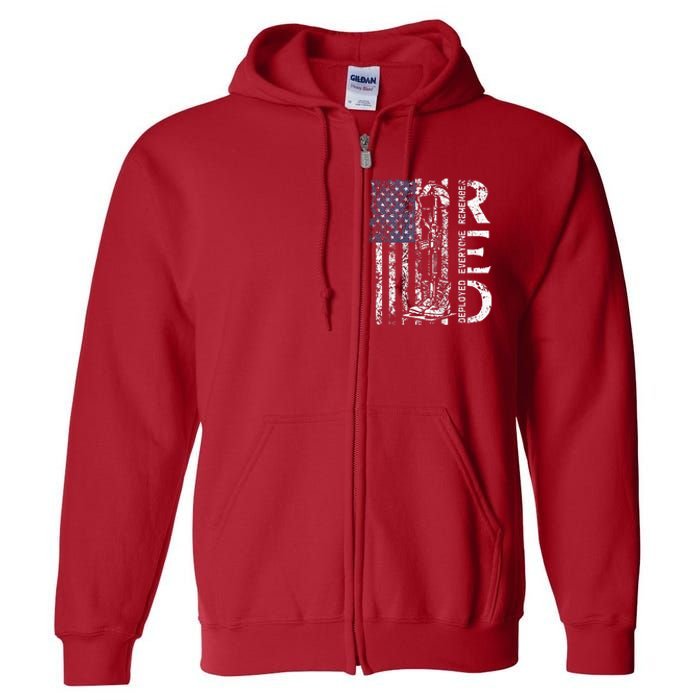 RED Friday Remember Everyone Deployed Retro US Army Military Full Zip Hoodie