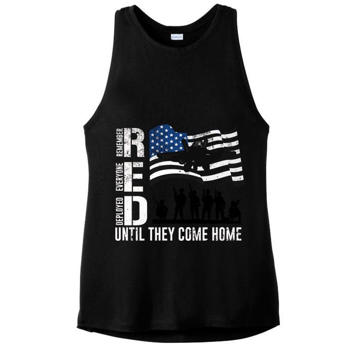 Red Friday Remember Everyone Deployed Until Come Ladies PosiCharge Tri-Blend Wicking Tank