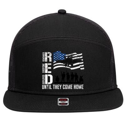Red Friday Remember Everyone Deployed Until Come 7 Panel Mesh Trucker Snapback Hat