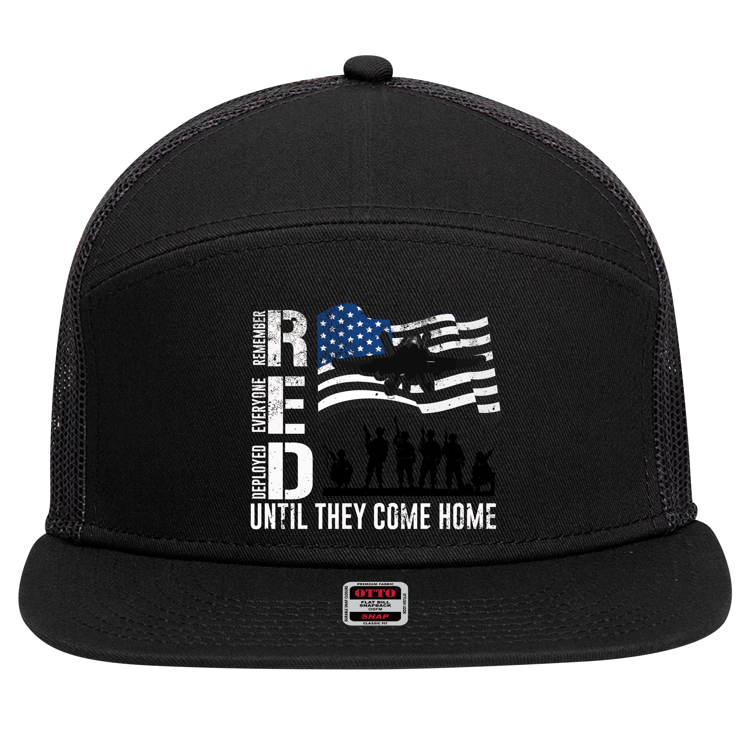 Red Friday Remember Everyone Deployed Until Come 7 Panel Mesh Trucker Snapback Hat