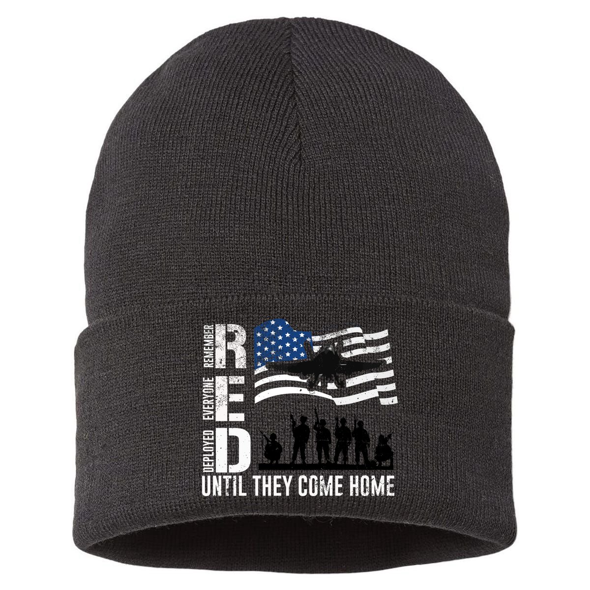 Red Friday Remember Everyone Deployed Until Come Sustainable Knit Beanie
