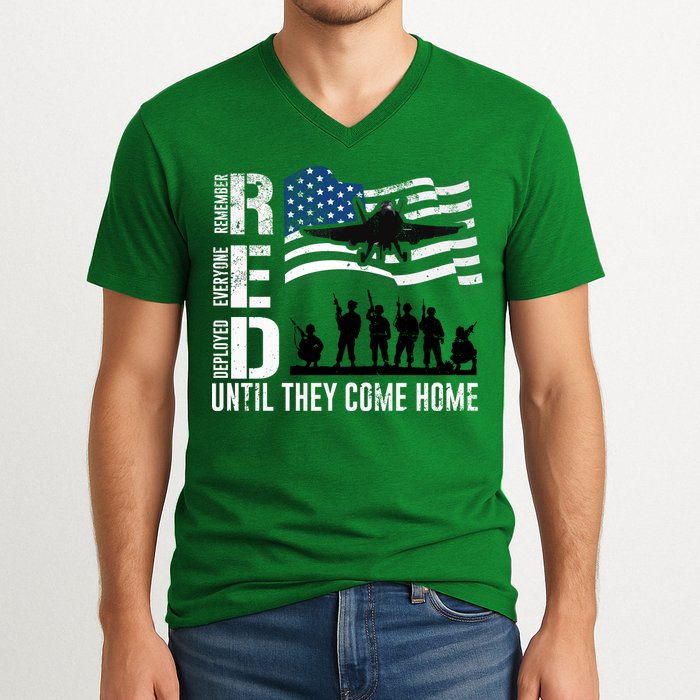 Red Friday Remember Everyone Deployed Until Come V-Neck T-Shirt