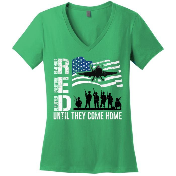Red Friday Remember Everyone Deployed Until Come Women's V-Neck T-Shirt