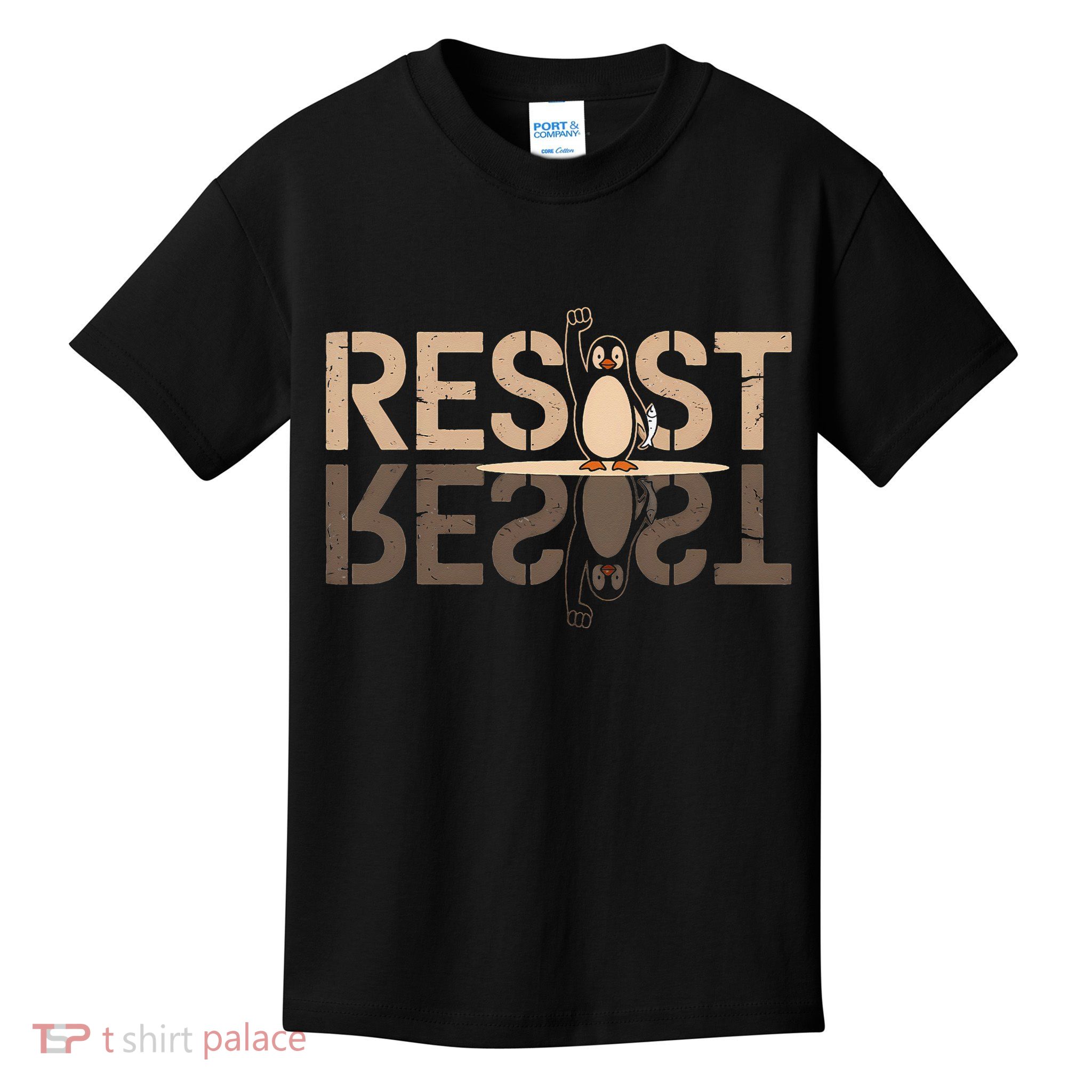 Retro Funny Resist The Penguins Women Kids T-Shirt