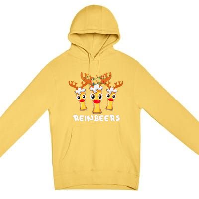 Reinbeers Funny Reindeer Beer Christmas Drinking Xmas Pajama Premium Pullover Hoodie