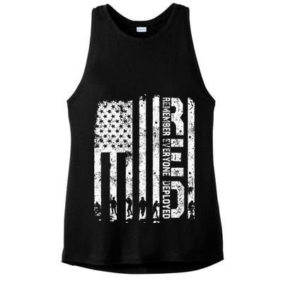 Red Friday Remember Everyone Deployed Military Wear RED Ladies PosiCharge Tri-Blend Wicking Tank