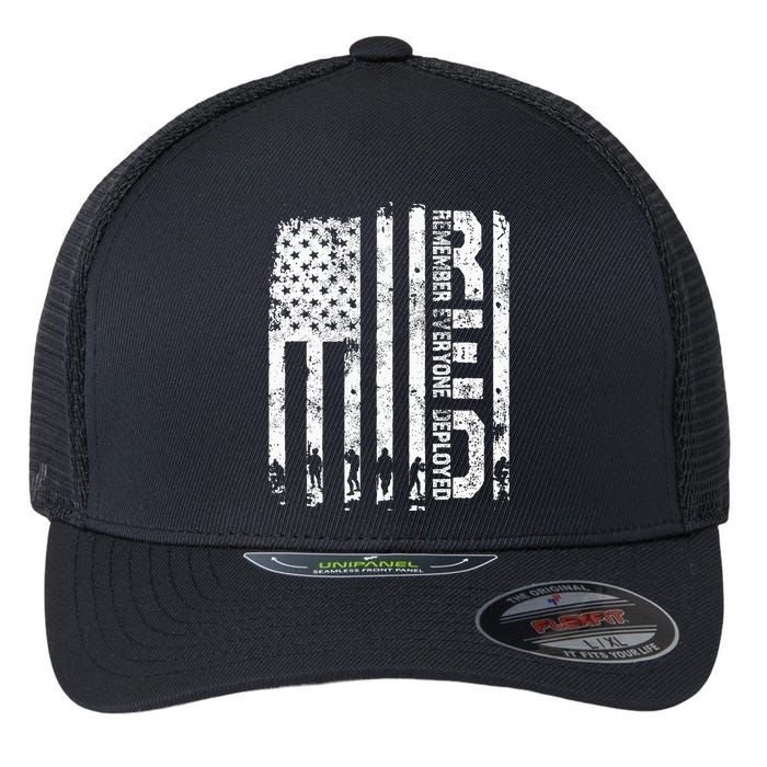 Red Friday Remember Everyone Deployed Military Wear RED Flexfit Unipanel Trucker Cap