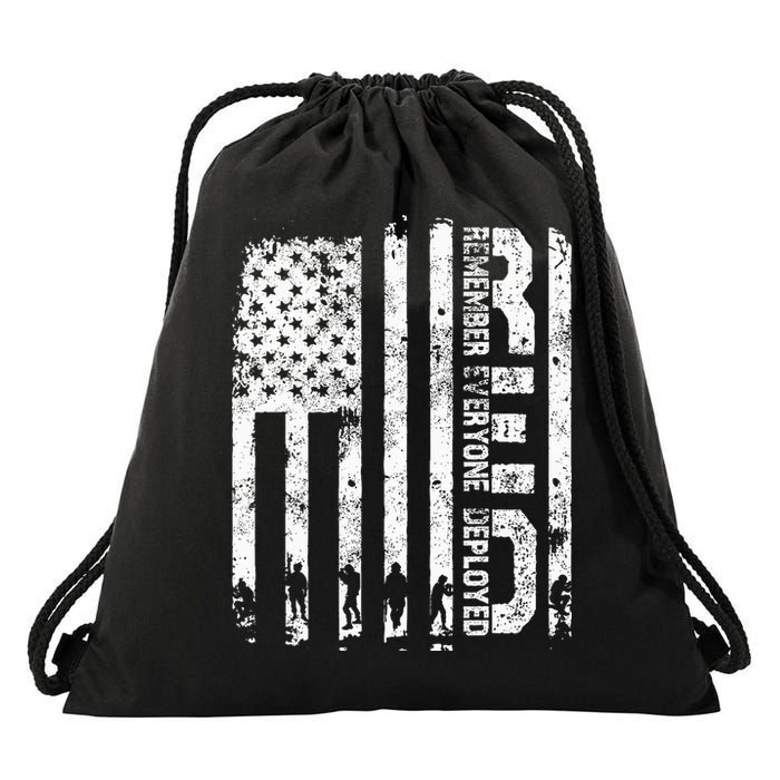 Red Friday Remember Everyone Deployed Military Wear RED Drawstring Bag