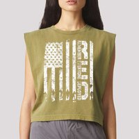Red Friday Remember Everyone Deployed Military Wear RED Garment-Dyed Women's Muscle Tee
