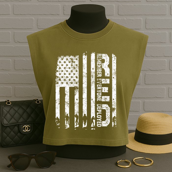 Red Friday Remember Everyone Deployed Military Wear RED Garment-Dyed Women's Muscle Tee