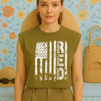 Red Friday Remember Everyone Deployed Military Wear RED Garment-Dyed Women's Muscle Tee