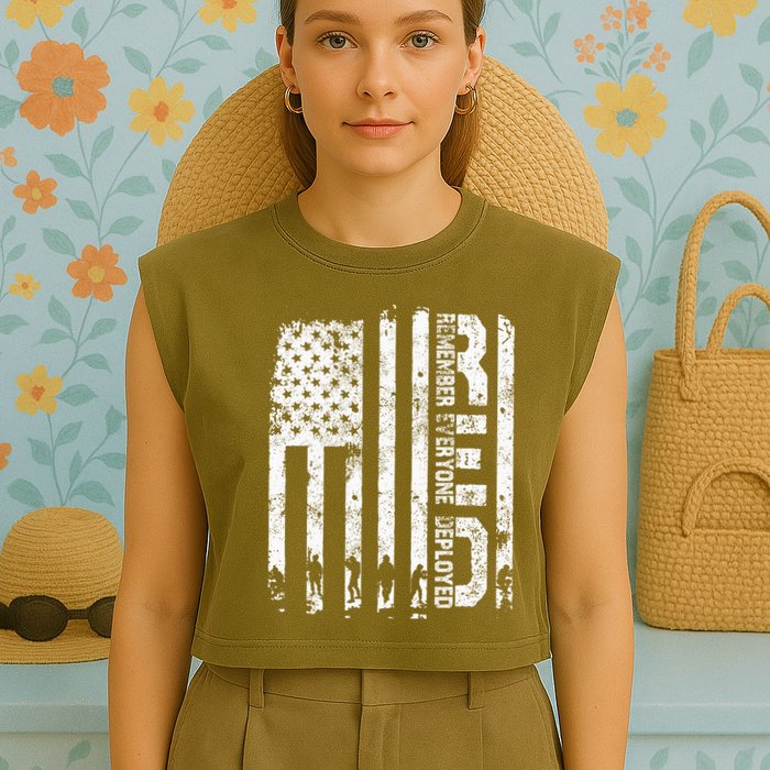 Red Friday Remember Everyone Deployed Military Wear RED Garment-Dyed Women's Muscle Tee