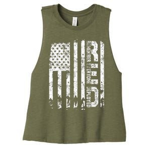 Red Friday Remember Everyone Deployed Military Wear RED Women's Racerback Cropped Tank