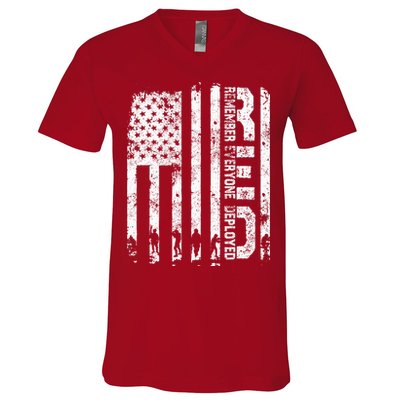 Red Friday Remember Everyone Deployed Military Wear RED V-Neck T-Shirt