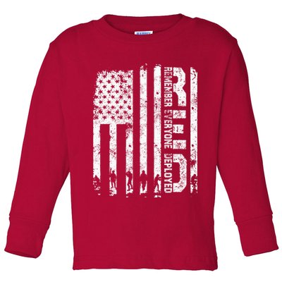 Red Friday Remember Everyone Deployed Military Wear RED Toddler Long Sleeve Shirt