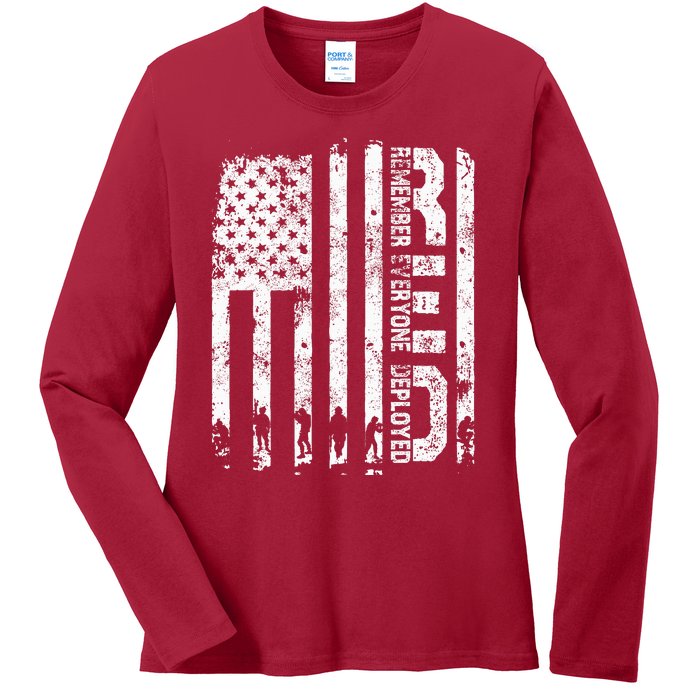 Red Friday Remember Everyone Deployed Military Wear RED Ladies Long Sleeve Shirt