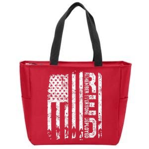 Red Friday Remember Everyone Deployed Military Wear RED Zip Tote Bag