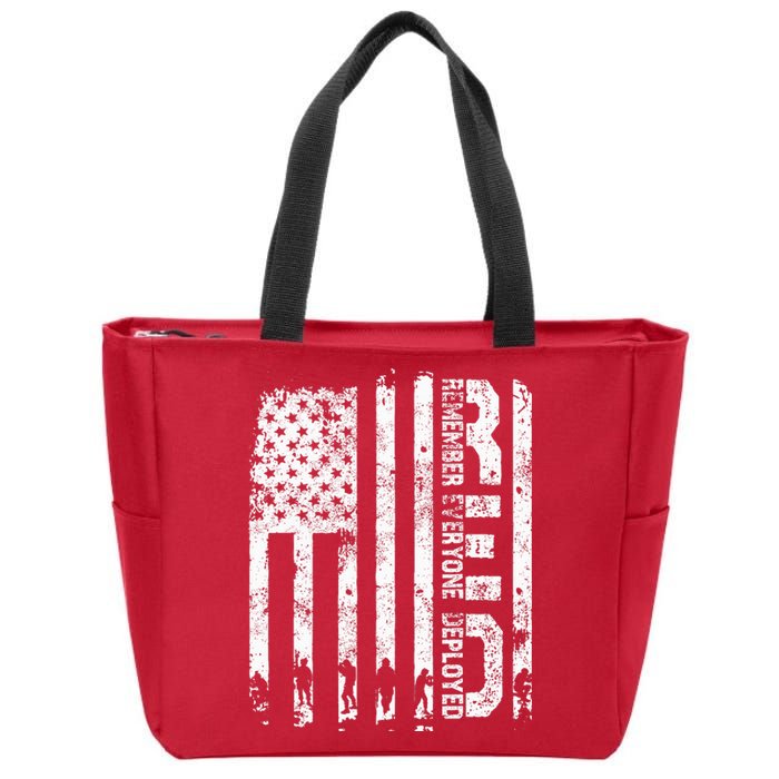 Red Friday Remember Everyone Deployed Military Wear RED Zip Tote Bag