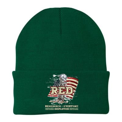 RED Friday Remember Everyone Deployed US Flag Army Vintage Knit Cap Winter Beanie