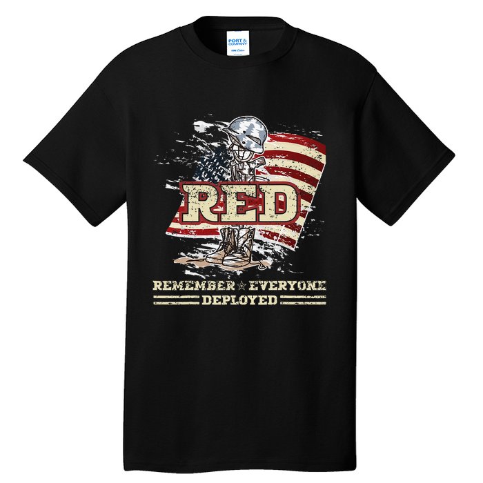 RED Friday Remember Everyone Deployed US Flag Army Vintage Tall T-Shirt