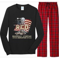 RED Friday Remember Everyone Deployed US Flag Army Vintage Long Sleeve Pajama Set