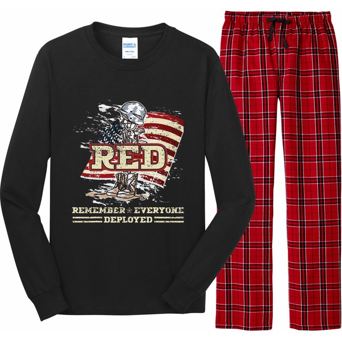 RED Friday Remember Everyone Deployed US Flag Army Vintage Long Sleeve Pajama Set