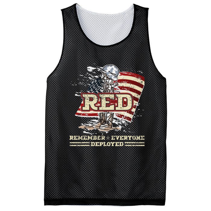 RED Friday Remember Everyone Deployed US Flag Army Vintage Mesh Reversible Basketball Jersey Tank