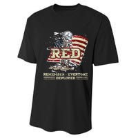 RED Friday Remember Everyone Deployed US Flag Army Vintage Performance Sprint T-Shirt