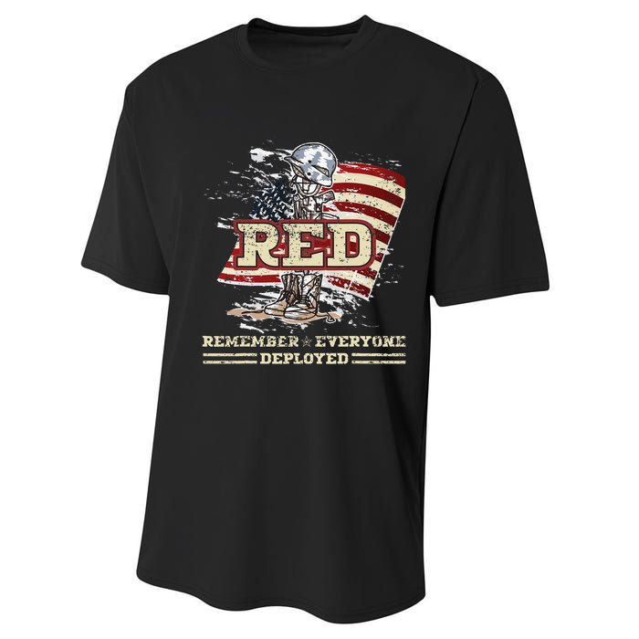 RED Friday Remember Everyone Deployed US Flag Army Vintage Performance Sprint T-Shirt