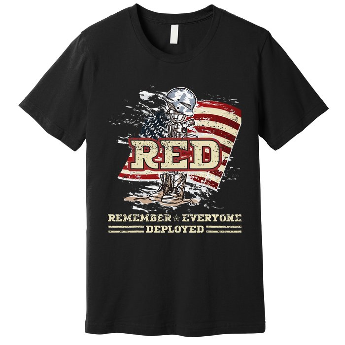 RED Friday Remember Everyone Deployed US Flag Army Vintage Premium T-Shirt